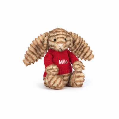 Jellycat Bashful Luxe Bunny Juniper with Red Jumper New Zealand | GECVZ3071